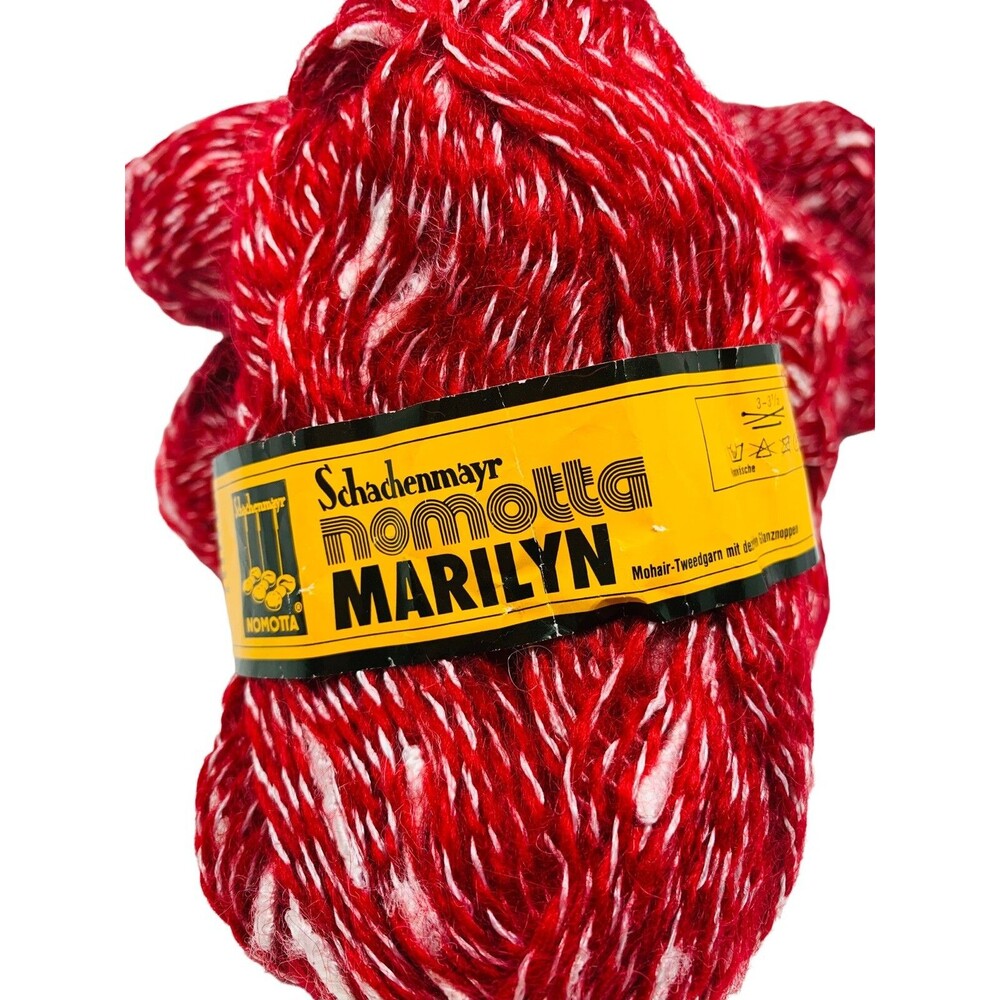 SCHACHENMAYR NOMOTTA MARILYN YARN MOHAIR VISCOSE 8 50g SKEINS RED W/ WHITE - Picture 3 of 12